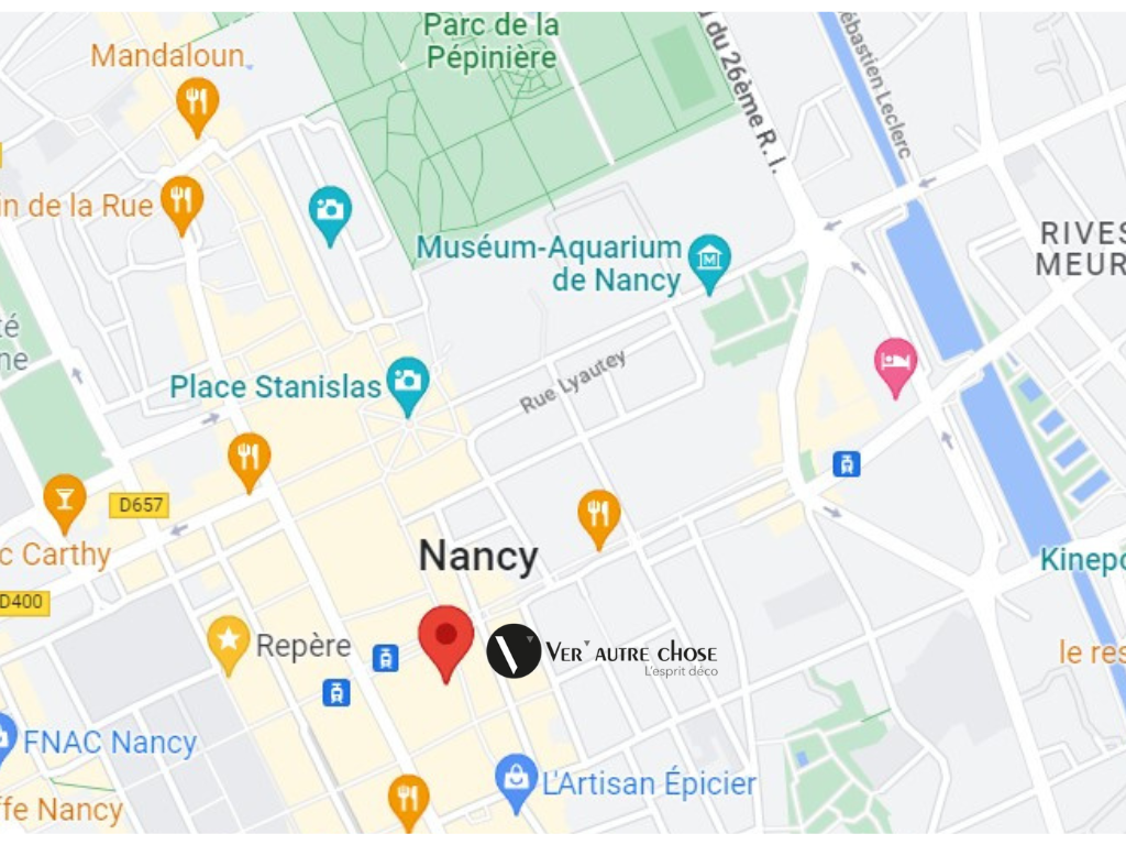 Carte de Nancy avec position boutique